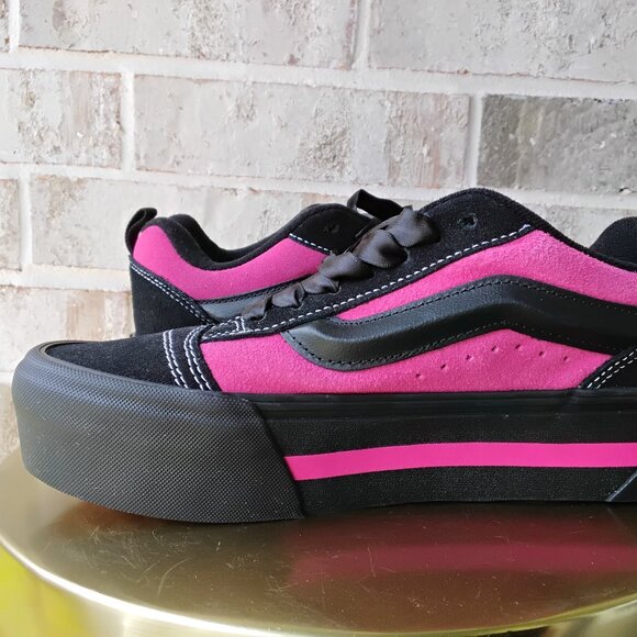 Vans Knu Skate Old Skool Platform Sneakers Black Pink Suede Canvas Women’s 9 - Picture 1 of 7